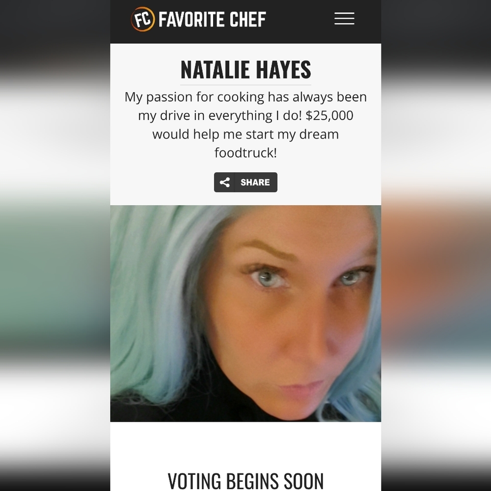 Please Help Me Achieve My Dream! https://favchef.com/2025/natalie-hayes